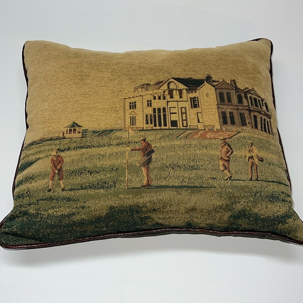 2000’s Nostalgic Golf Scene Tapestry Decorative Pillow